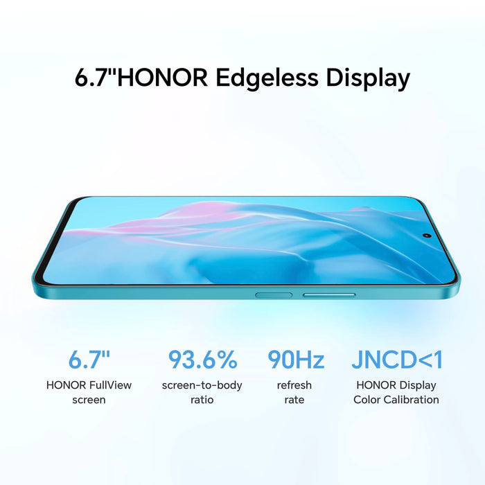 Honor X8a 6.7 Inch MediaTek Helio G88 4G USB-C 6GB RAM 128GB Storage Android 12 Mobile Phone Cyan