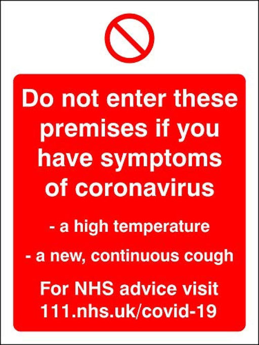 Seco Health & Safety Poster Do not enter premises Semi-Rigid Plastic Red, White 15 x 20 cm