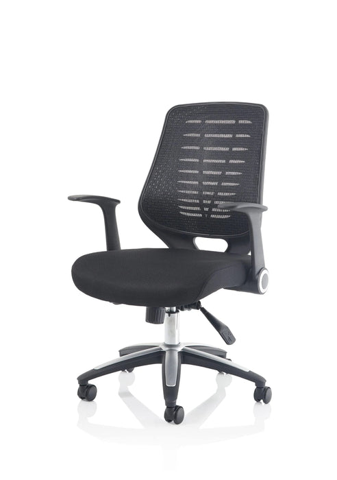 Dynamic Tilt & Lock Task Operator Chair Folding Arms Relay Black Back, Bergamot Cherry Seat With Headrest Medium Back