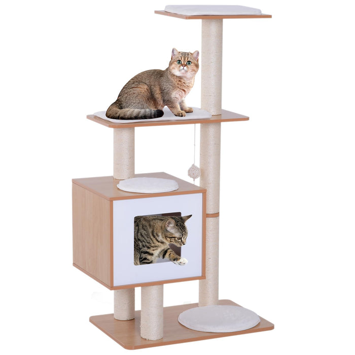 PawHut Cat Scratcher Natural, White 495 mm x 715 mm x 1200 mm