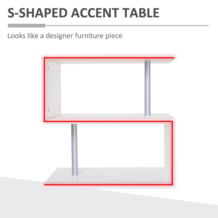 Homcom Coffee Table Organizer with 2 Drawers White 500 x 500 x 500 mm