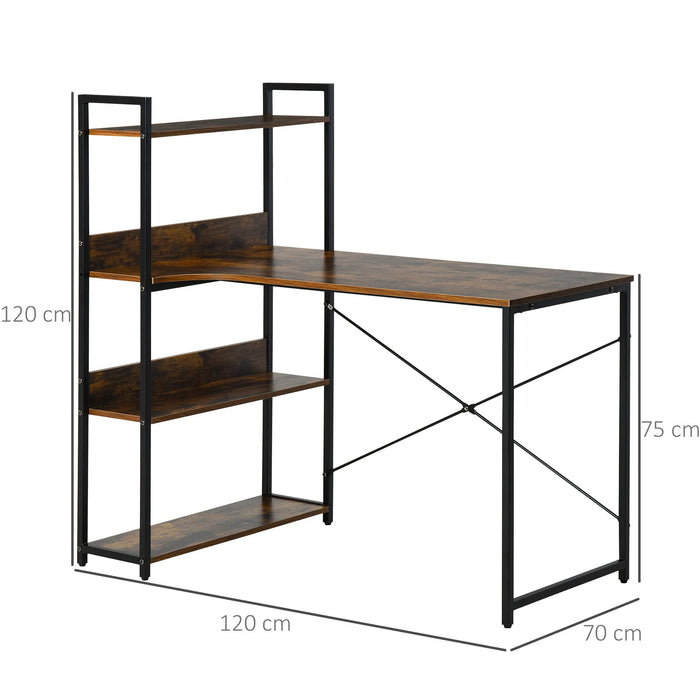 HOMCOM Desk with Shelves Black 700 x 1,200 mm