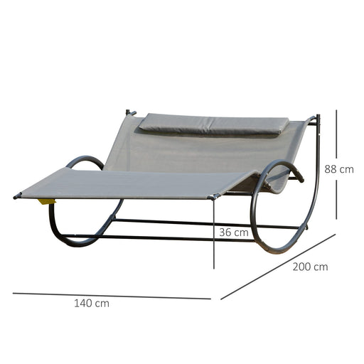 OutSunny Lounge Chair Metal, Textilene fabrics Grey 1,400 x 2,000 x 360 mm