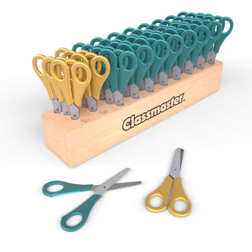 Classmaster wooden scissor block and 32 scissors