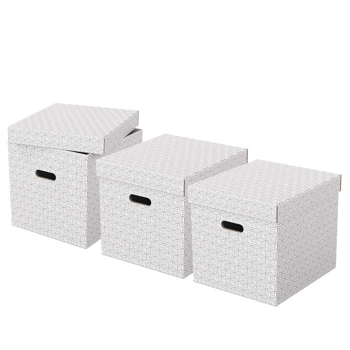 Esselte Home Storage Box 628288 Cube Large 100% Recycled Cardboard White 320 x 365 x 315 mm Pack of 3