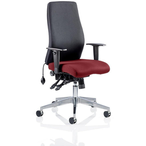 Dynamic Permanent Contact Backrest Posture Chair Height Adjustable Arms Onyx Black Back, Ginseng Chilli Seat Without Headrest High Back