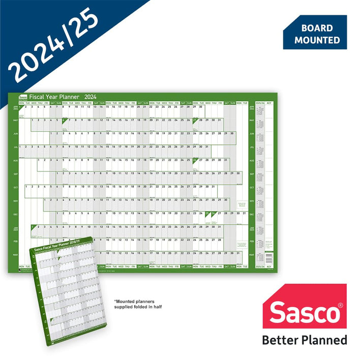 SASCO Fiscal Annual Planner Mounted 2024 Landscape Green English 91.5 x 61 cm