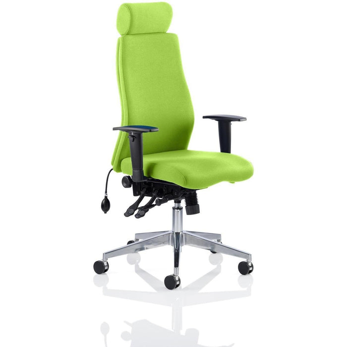 Dynamic Independent Seat & Back Posture Chair Height Adjustable Arms Onyx Stevia Blue Seat With Headrest High Back