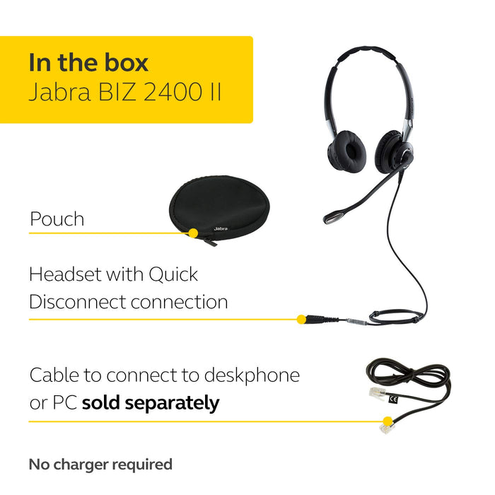 Jabra BIZ 2400 II QD Duo NC Wideband Balanced - Headset - on-ear - wired