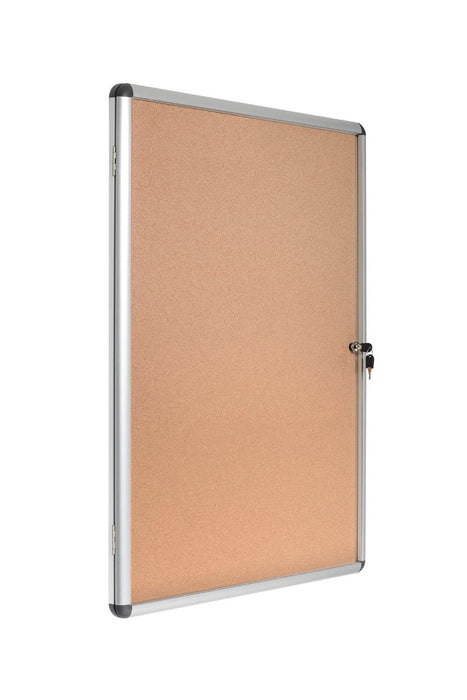 Bi-Office Enclore Indoor Lockable Notice Board Non Magnetic 6 x A4 Wall Mounted 72 (W) x 67.4 (H) cm Brown