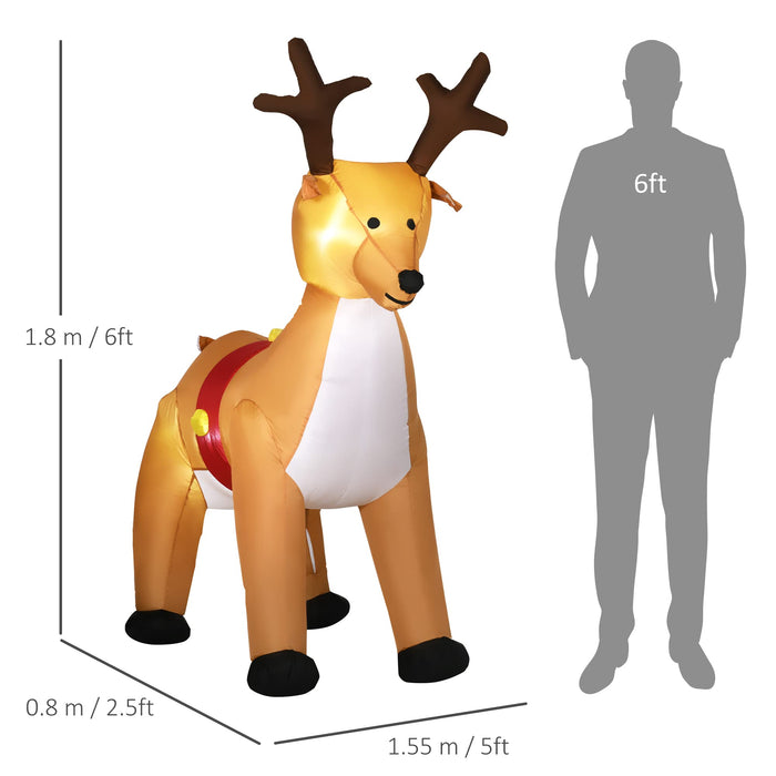 HOMCOM Christmas Reindeer Inflatable Yellow