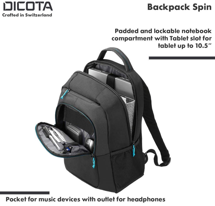 DICOTA Laptop Backpack Spin 15.6 " Polyester Black 32 x 16 x 45 cm