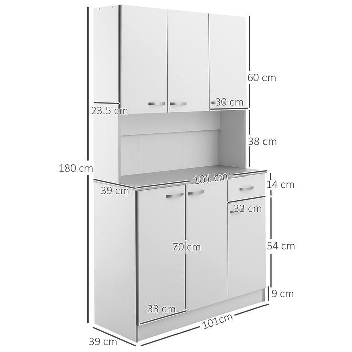 HOMCOM Free Standing Kitchen Cabinet with Adjustable Shelving Options