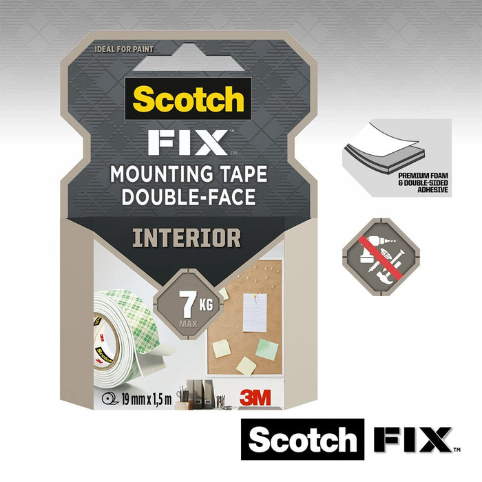 Scotch-Fix Mounting Tape Interior White 19 mm x 1.5 m