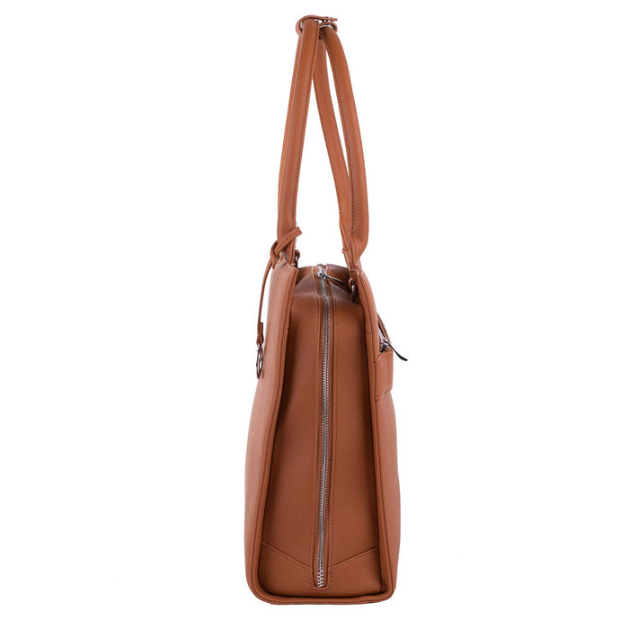 SOCHA Ladies Laptop Bag Straight Line Cognac 15.6 Inch Synthetic Leather Cognac 42 x 13 x 31.5 cm