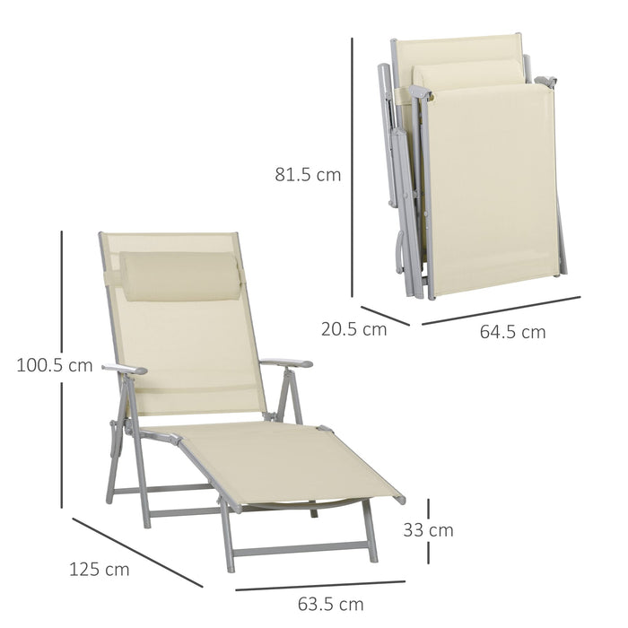 OutSunny Lounge Chair Mesh Sling Fabric Steel Frame 635 x 500 x 1,005 mm Beige