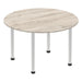 Round Meeting Table Beech MFC Post Legs Silver Impulse 1200 x 1200 x 730mm