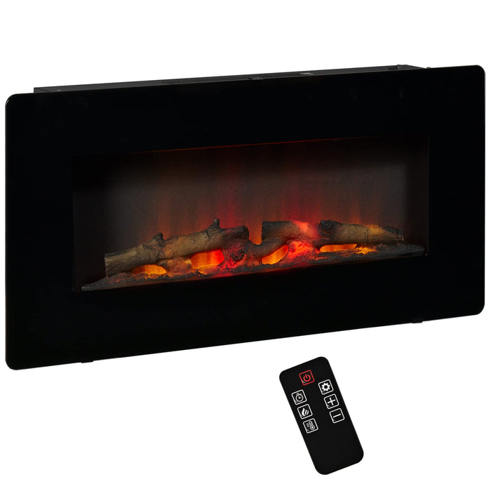 HOMCOM Electric Fireplace Metal, Tempered Glass UK