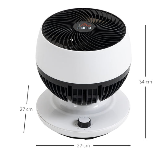 HOMCOM Fan Non Height Adjustable 45 W ABS (Acrylonitrile Butadiene Styrene), PP (Polypropylene) White 27 x 27 x 34 cm