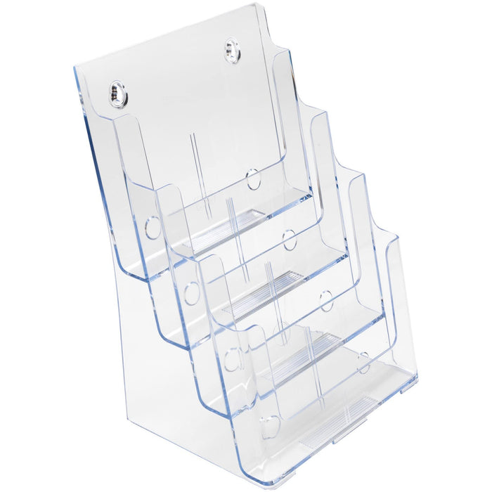 Deflecto 4 Tier 4 Pocket A4 Portrait Slanted Free Standing or Wall Mounted Literature Display Holder Crystal Clear - 77441