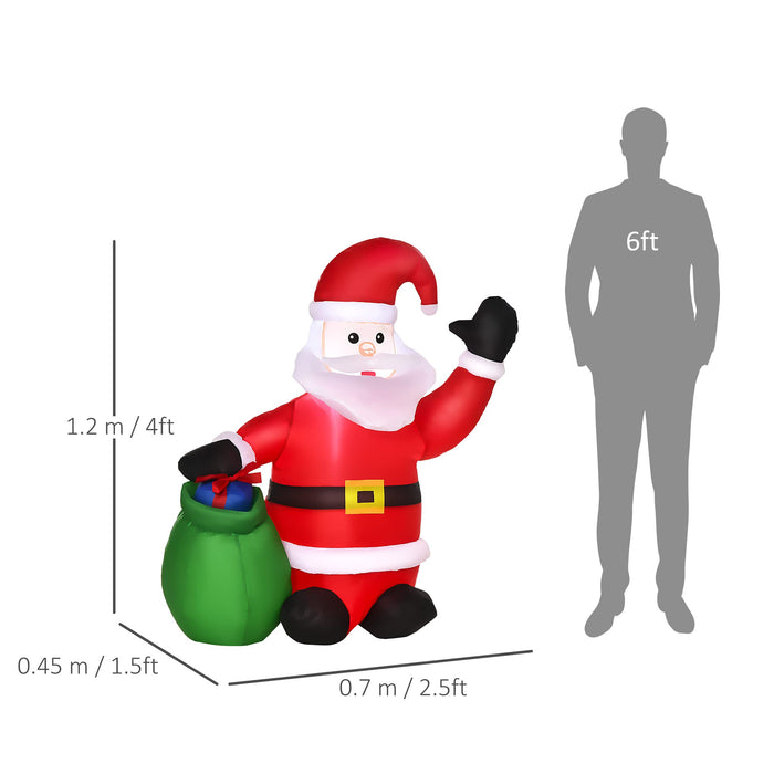 HOMCOM Christmas Santa Claus Inflatable Black 45 x 120 cm