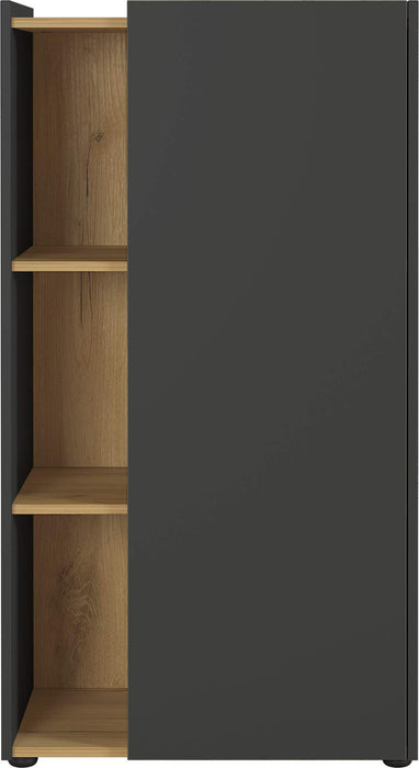 GERMANIA Melamine resin coated chipboard Filing Cabinet Oak Graphite, Multiplex-Navarra repro 620 x 420 x 1,150 mm