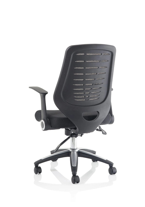 Dynamic Tilt & Lock Task Operator Chair Folding Arms Relay Black Back, Senna Yellow Seat Without Headrest Medium Back