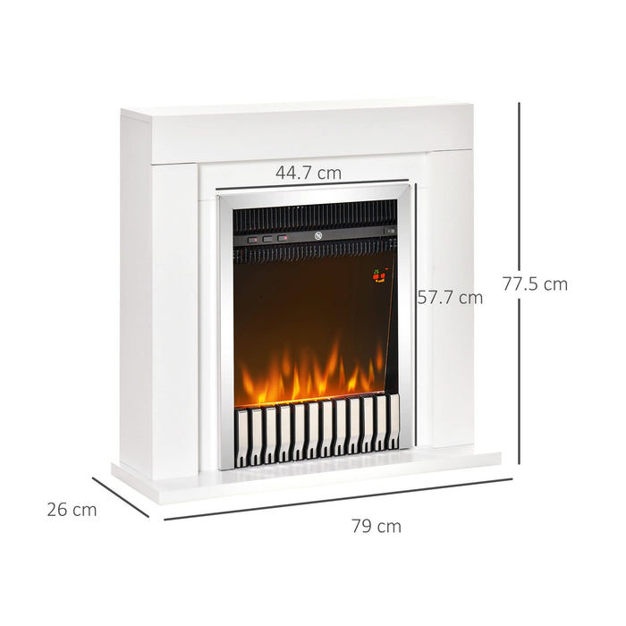 HOMCOM Electric Fireplace Steel, Tempered Glass, MDF (Medium-Density Fibreboard) UK