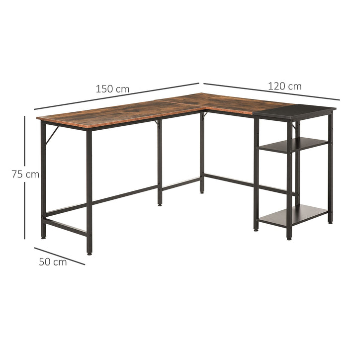 HOMCOM L-shape Computer Desk Brown 1,200 x 750 mm