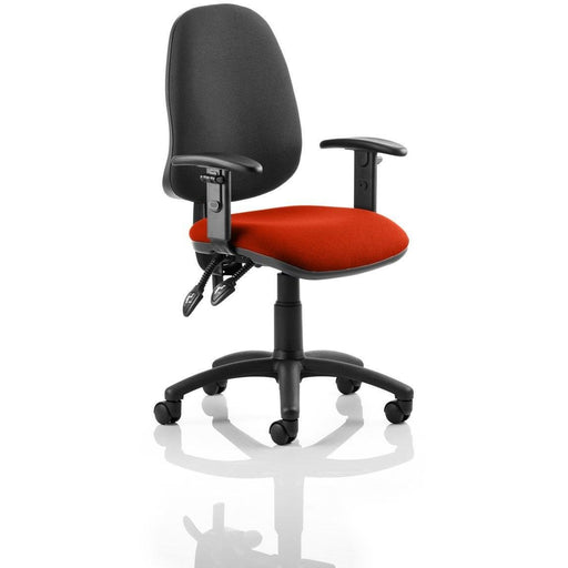 Dynamic Tilt & Lock Task Operator Chair Height Adjustable Arms Eclipse Plus III Black Back, Tabasco Red Seat High Back