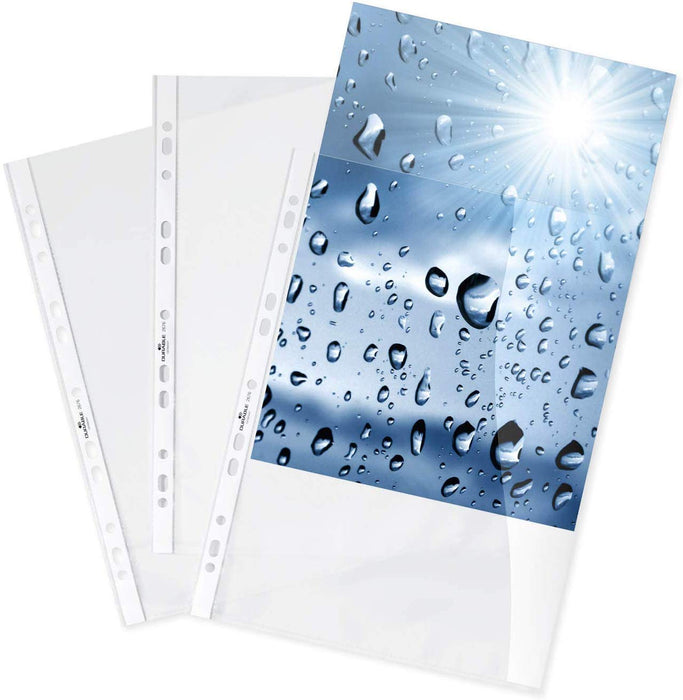 DURABLE Premium Punched Pockets A4 Clear Transparent 80 Microns Polypropylene Top Opening 11 Holes 2676-19 Pack of 100