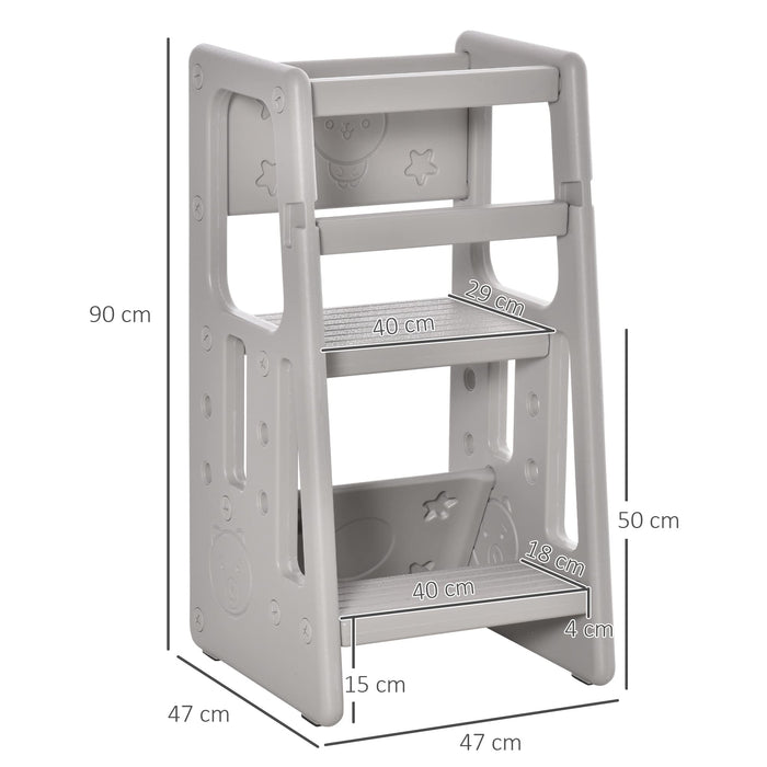 KIDS STOOL 3 ADJ HEIGHTS GREY