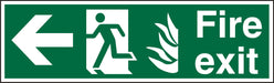 Fire Exit Sign with Left Arrow Self Adhesive Plastic 20 x 60 cm