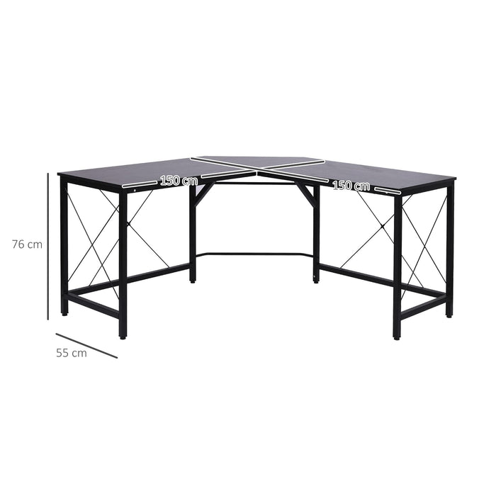 HOMCOM L Shaped Desk Black 1,500 x 760 mm