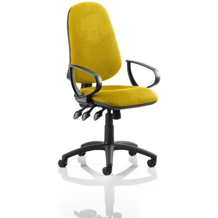 Dynamic Independent Seat & Back Task Operator Chair Loop Arms Eclipse Plus XL Senna Yellow Seat Without Headrest High Back