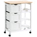 HOMCOM Kitchen Cart MDF (Medium-Density Fibreboard), Rubberwood White 370 x 670 x 855 mm