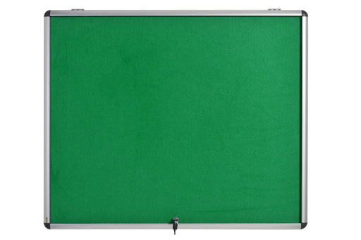 Bi-Office Enclore Fire Retardant Lockable Notice Board Non Magnetic 8 x A4 Wall Mounted 92.4 (W) x 65.3 (H) cm Green