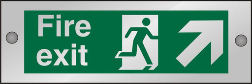 Fire Exit Sign Up Man Running with Right Arrow Self Adhesive Acrylic Green 10 x 30 cm