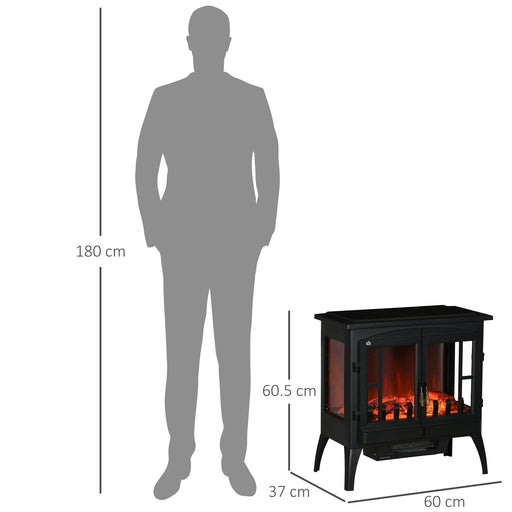 HOMCOM Fireplace 820-292V70BK Steel, Tempered Glass, ABS (Acrylonitrile Butadiene Styrene)