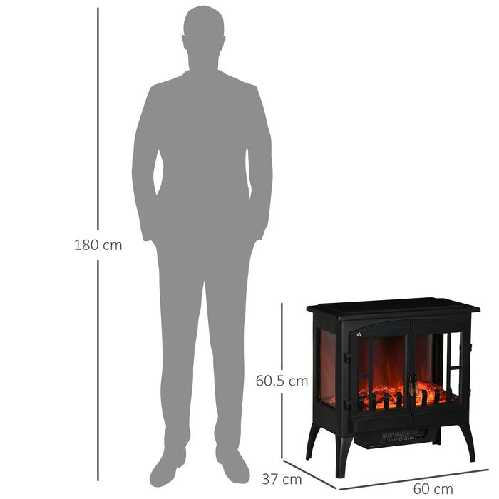 HOMCOM Fireplace 820-292V70BK Steel, Tempered Glass, ABS (Acrylonitrile Butadiene Styrene)