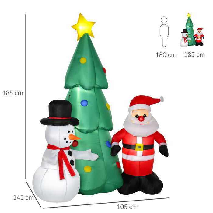 HOMCOM Christmas Tree Snowmen Inflatable Green