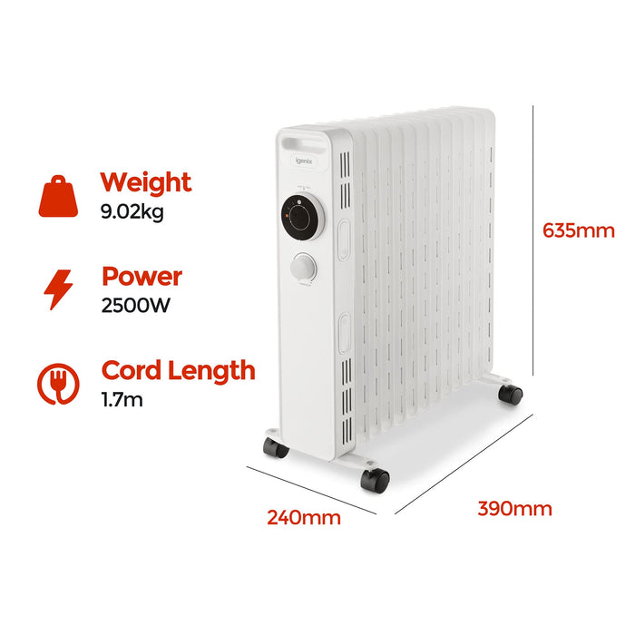 IGENIX Oil Filled Radiator IG2625 White 50Hz