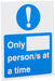 Seco Health & Safety Poster Only __ person/s at a time Semi-Rigid Plastic Blue, White 15 x 20 cm