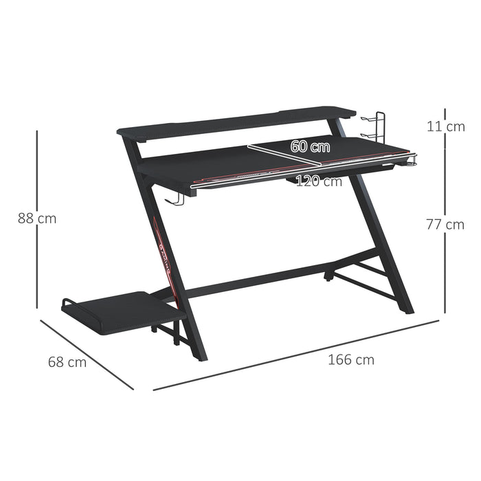 HOMCOM Gaming Desk Black 680 x 880 mm