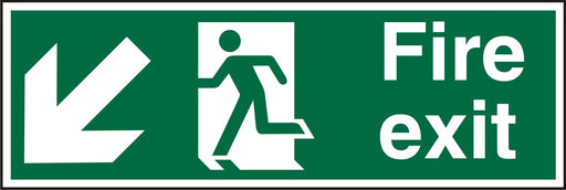 Fire Exit Sign with Down Left Arrow Plastic 10 x 30 cm