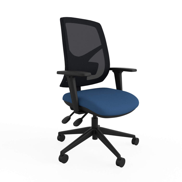 Ergonomic Home Office Deluxe Slimline Chair with Seat Slide and Height Adjustable Fabric Blue 2D Arms