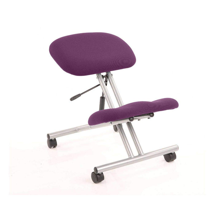 Dynamic Basic Tilt Kneeling Stool Without Arms Kneeler Tansy Purple Seat, Silver Frame Without Headrest