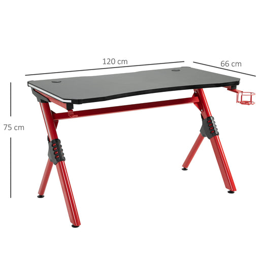 HOMCOM Gaming Desk Steel Wine Red 666 x 750 mm