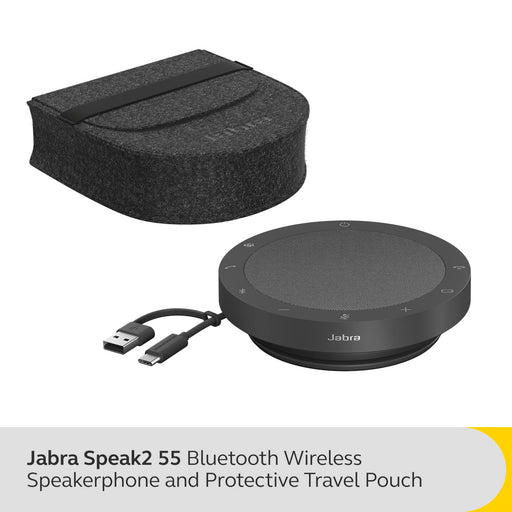 Jabra Speak2 55 MS - Speakerphone hands-free - Bluetooth - wireless, wired - USB-C, USB-A - dark grey - Certified for Microsoft Teams, Microsoft Swift Pair Certified