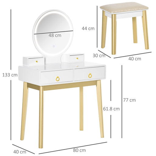 HOMCOM Table Glass,MDF (Medium-Density Fibreboard), Sponge, Steel White 8 x 4 x 13.3 cm